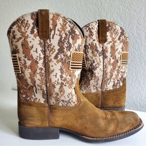 Ariat | WorkHog Army Fatigue Western American Flag Patriot Square Toe Work Boot